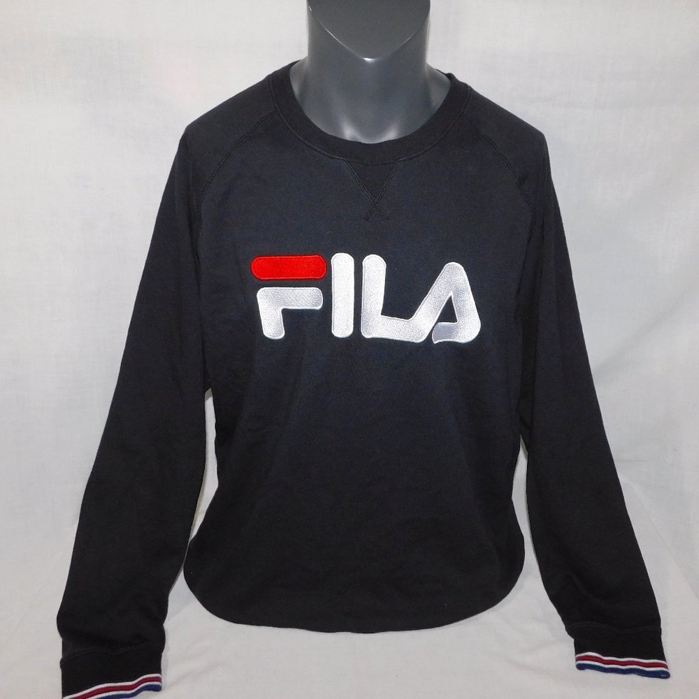 FILA Black spellout Crewneck long sleeve Sweatshirt Mens 2XL